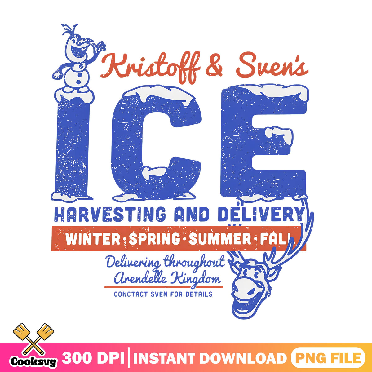 Kristoff and svens ice png, Olaf ice delivery png, Frozen retro png