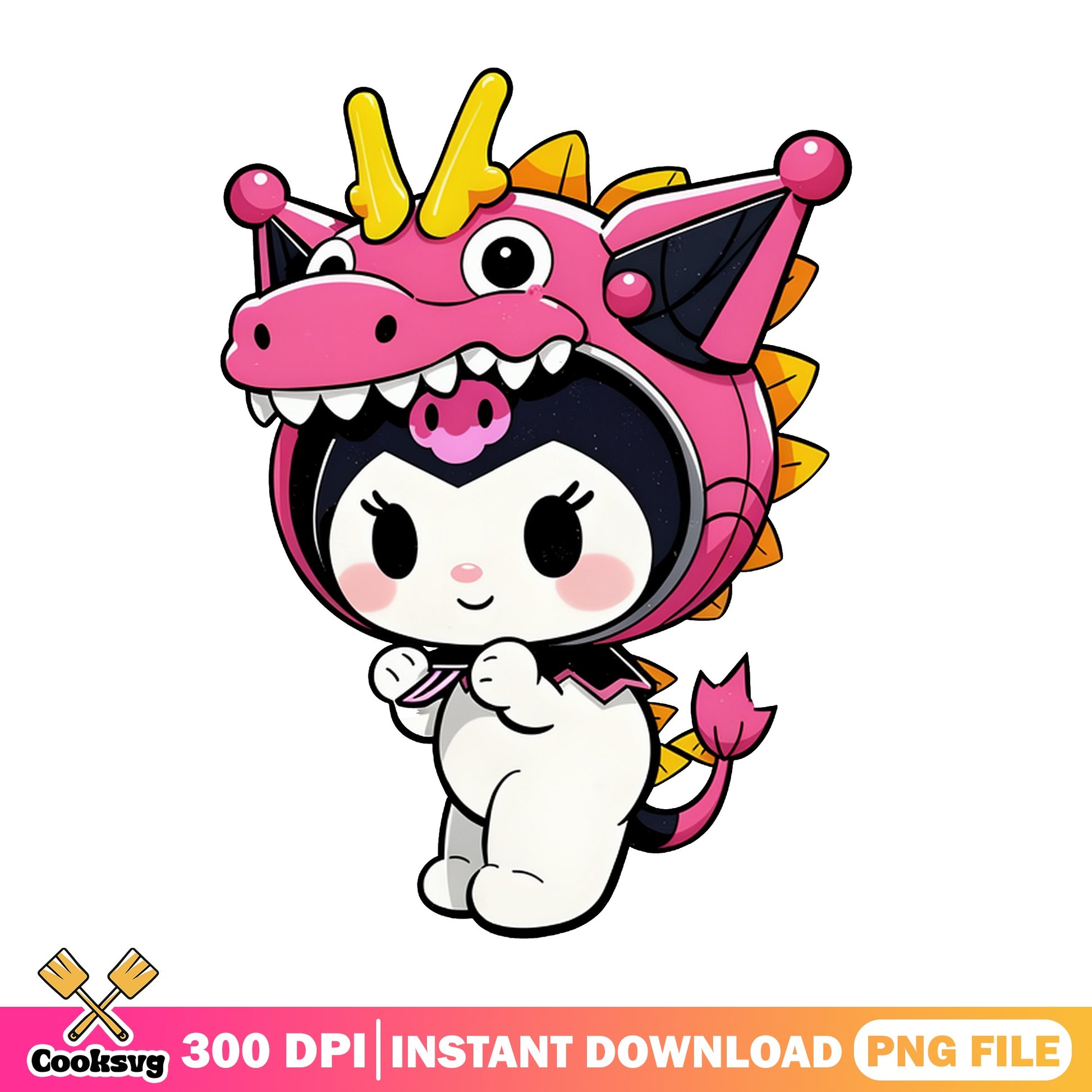 Kuromi Dragon Costume PNG, Sanrio Kuromi PNG, Cute Kawaii PNG