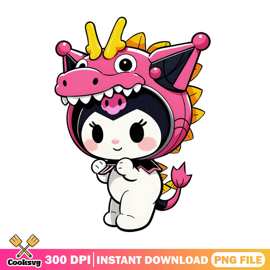 Kuromi Dragon Costume PNG, Sanrio Kuromi PNG, Cute Kawaii PNG