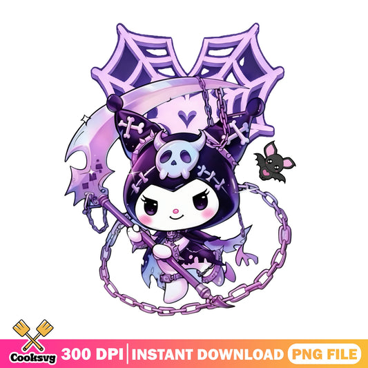 Kuromi Halloween Grim Reaper Sanrio PNG, Kuromi PNG, Halloween PNG