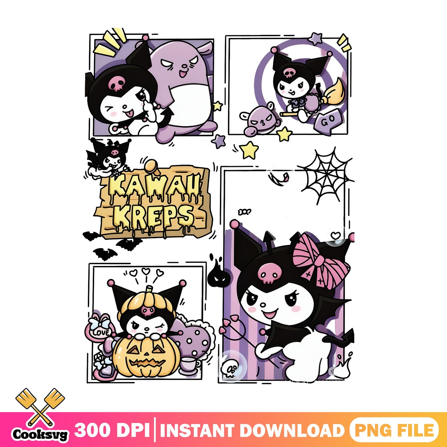 Kuromi Halloween PNG Bundle, Sanrio Halloween PNG, Kawaii PNG