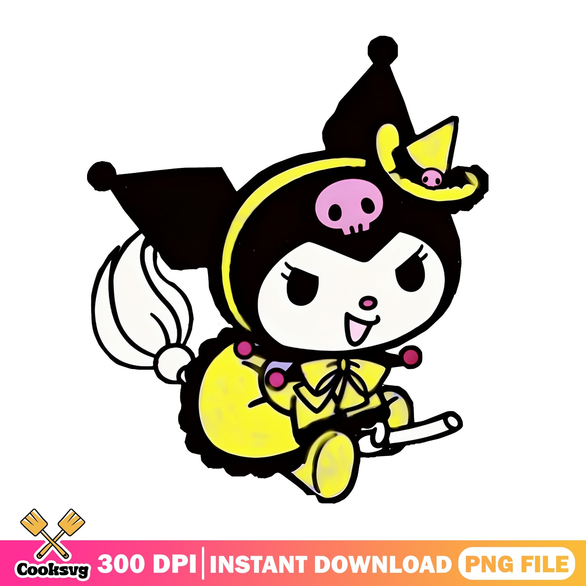 Kuromi Halloween Witch PNG, Sanrio Halloween PNG, Kuromi PNG