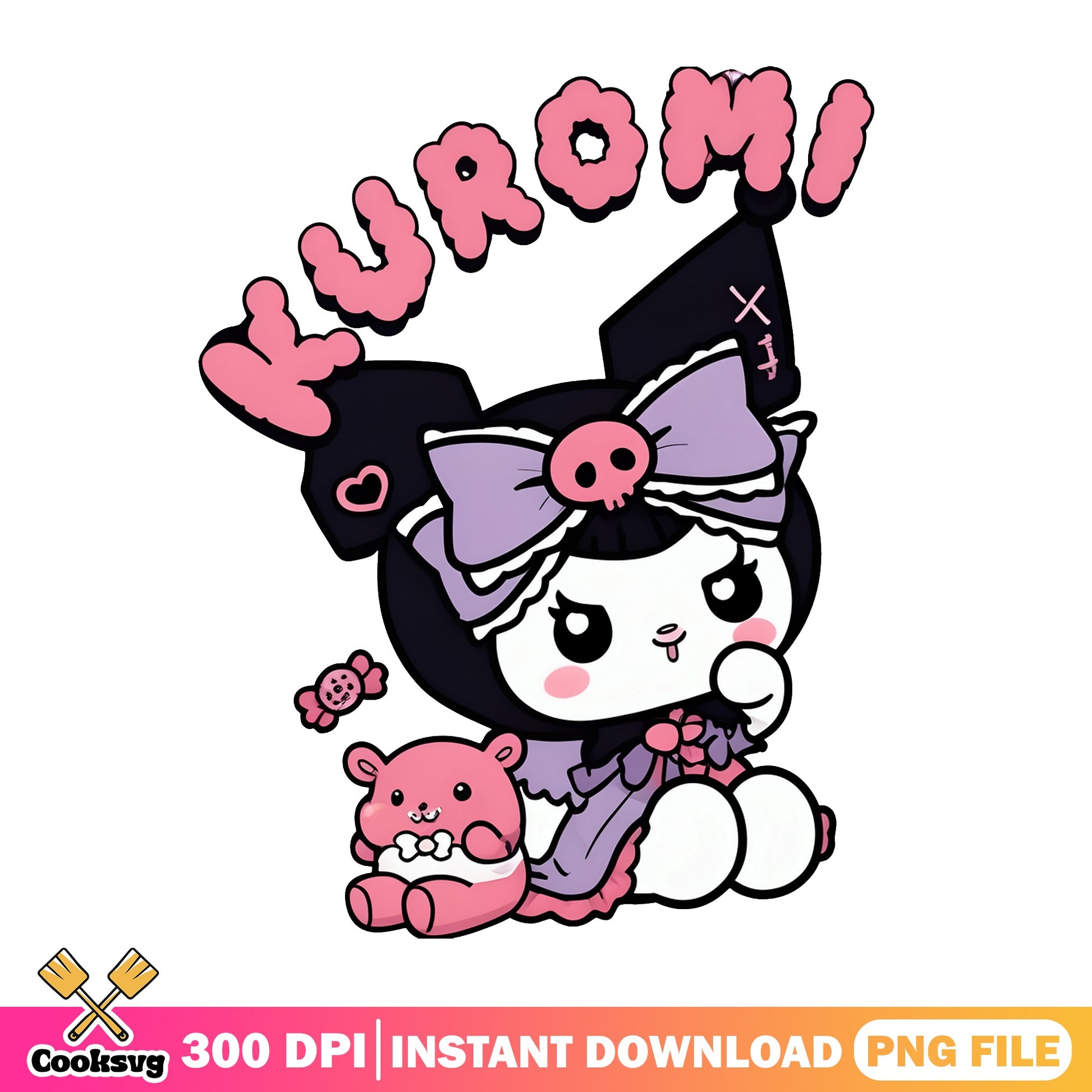 Kuromi Sanrio PNG, Cute Kuromi With Baku PNG, Kawaii PNG
