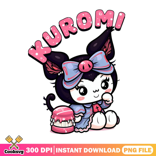 Kuromi Sanrio PNG, Cute Kuromi With Cake PNG, Kawaii PNG