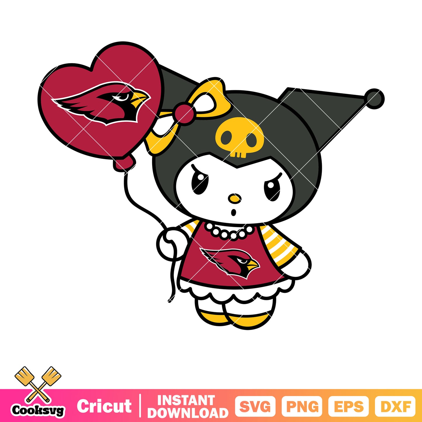 Kuromi and arizona cardinals balloon svg, arizona cardinals stickers​ svg