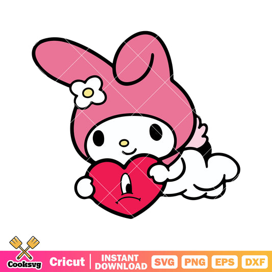 Kuromi bad bunny valentine svg, valentine kuromi​ svg, bad bunny svg