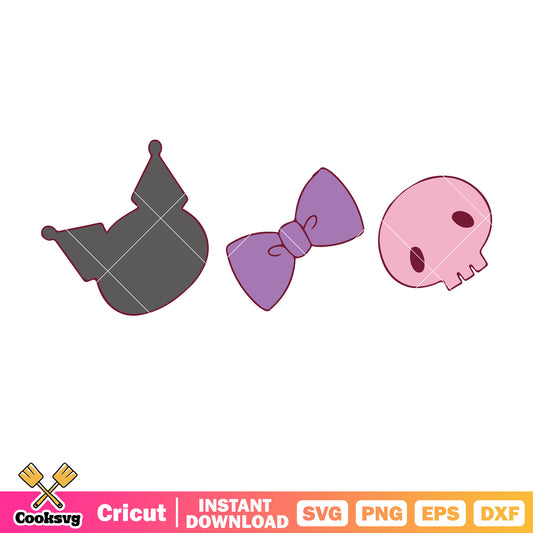 Kuromi bow tie svg, sanrio kuromi​ svg, sanrio characters cartoon svg