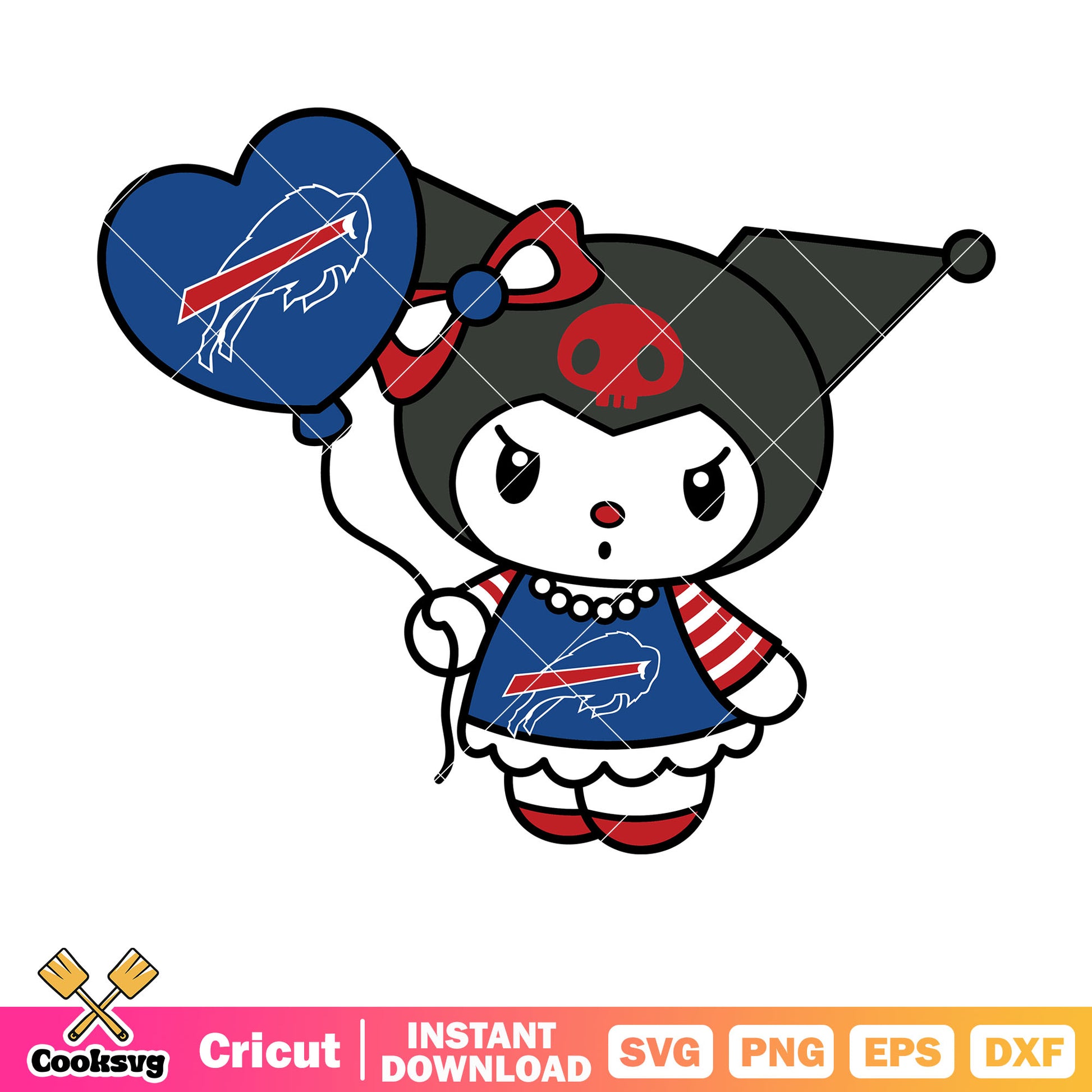 Kuromi buffalo bills balloons svg, buffalo bills svg