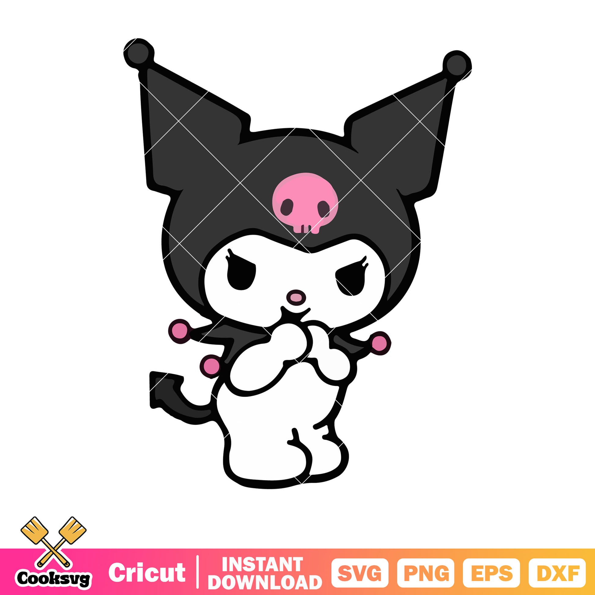 Kuromi cat smile cartoon svg, kuromi sanrio svg, sanrio cartoon svg