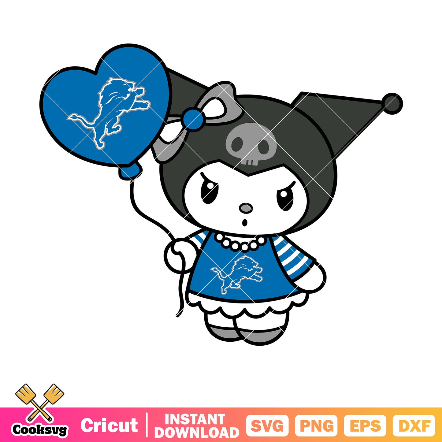 Kuromi detroit lions balloons svg, detroit lions logo​ svg