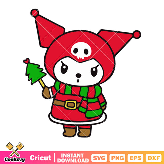 Kuromi hello kitty svg, red krunomi svg, pine tree svg
