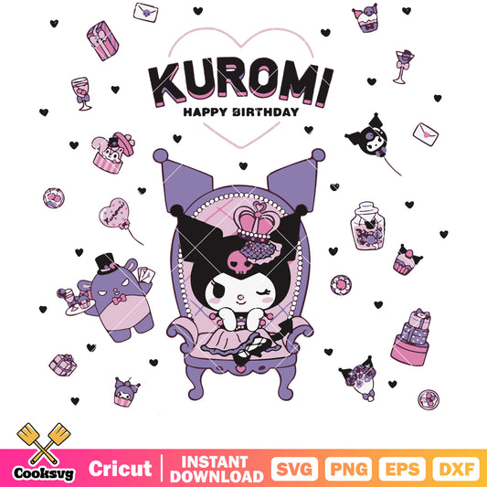 Kuromi princess svg, hello kitty svg, kuromi svg, sanrio cartoon svg