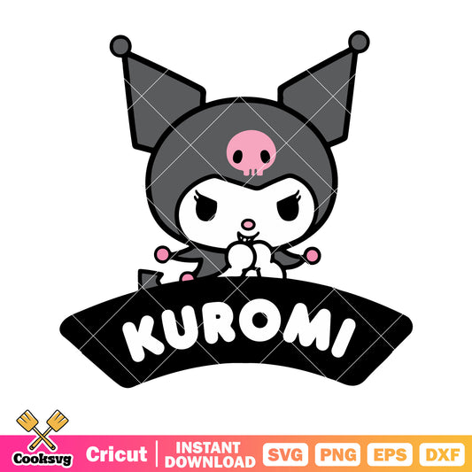 Kuromi sanrio cartoon name png design, kuromi sanrio svg, sanrio cartoon svg