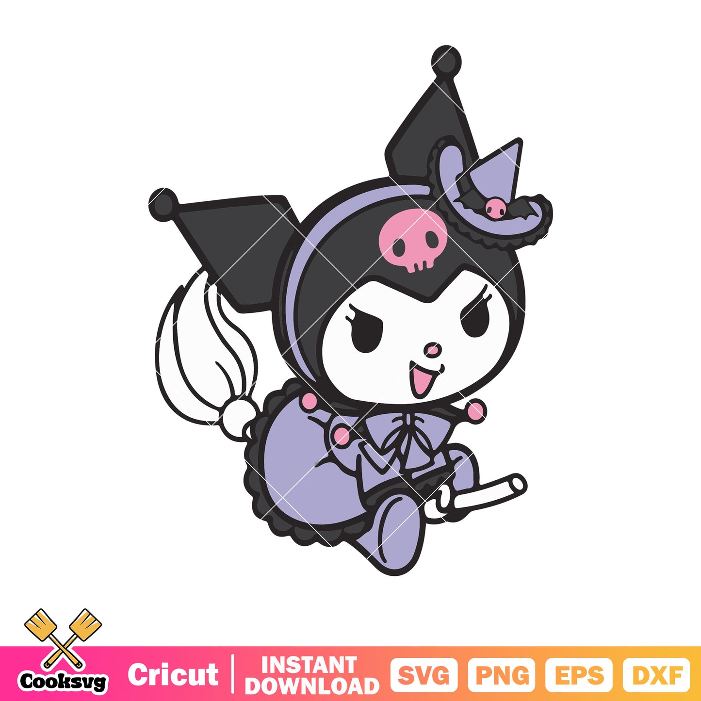 Kuromi sanrio cat maid costume svg, kuromi sanrio svg, sanrio cartoon svg