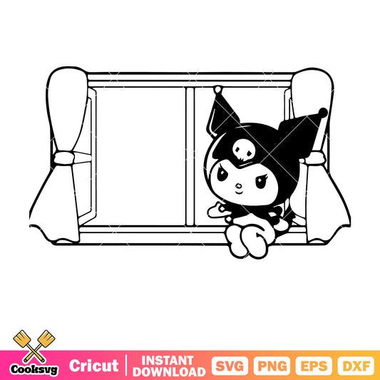 Kuromi sitting svg, kuromi svg, hello kitty svg, sanrio cartoons svg
