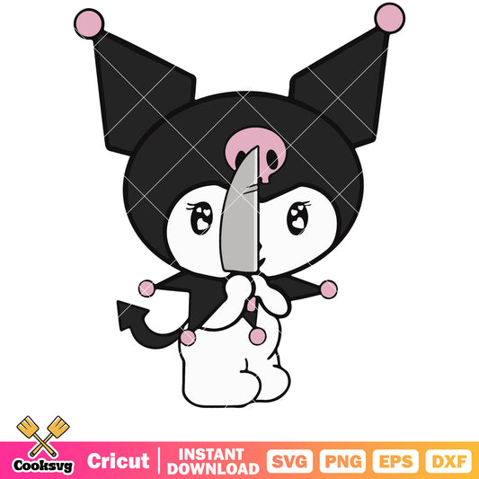 Kuromi with a knife svg, svg hello kitty, kuromi cartoon​ svg