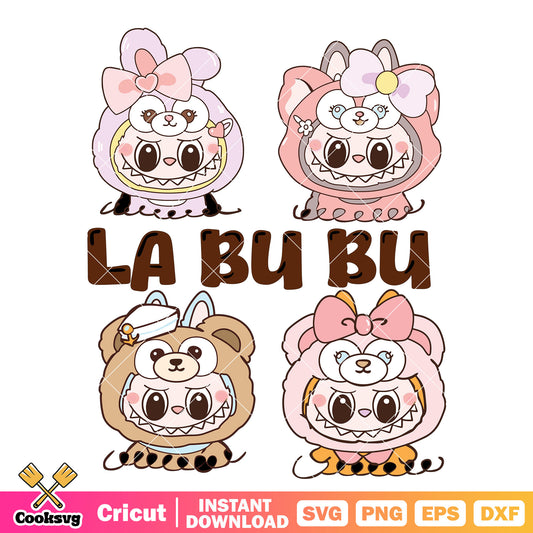 Labubu Bear Cosplay Svg, labubu costumes svg, cute labubu svg