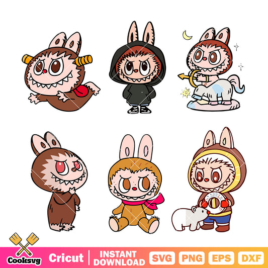 Labubu Costume Mix Svg, labubu doll clothes​ svg, labubu near me svg