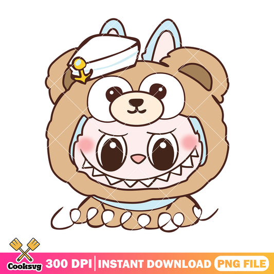 Labubu Duffy bear costume png, labubu costume png, labubu popmart png