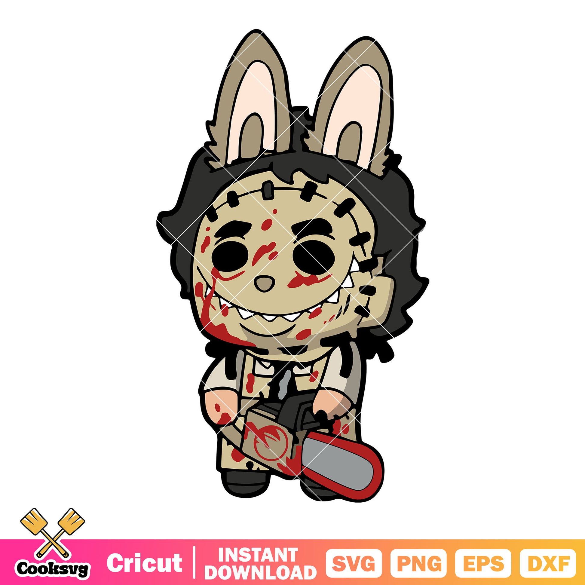 Labubu Leatherface costume svg, Leatherface svg, labubu halloween svg