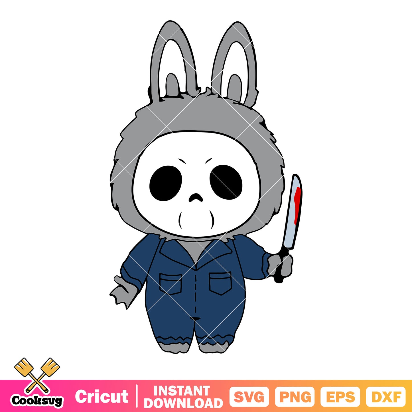 Labubu Michael cosplay svg, Michael Myers​​ svg, labubu costume svg