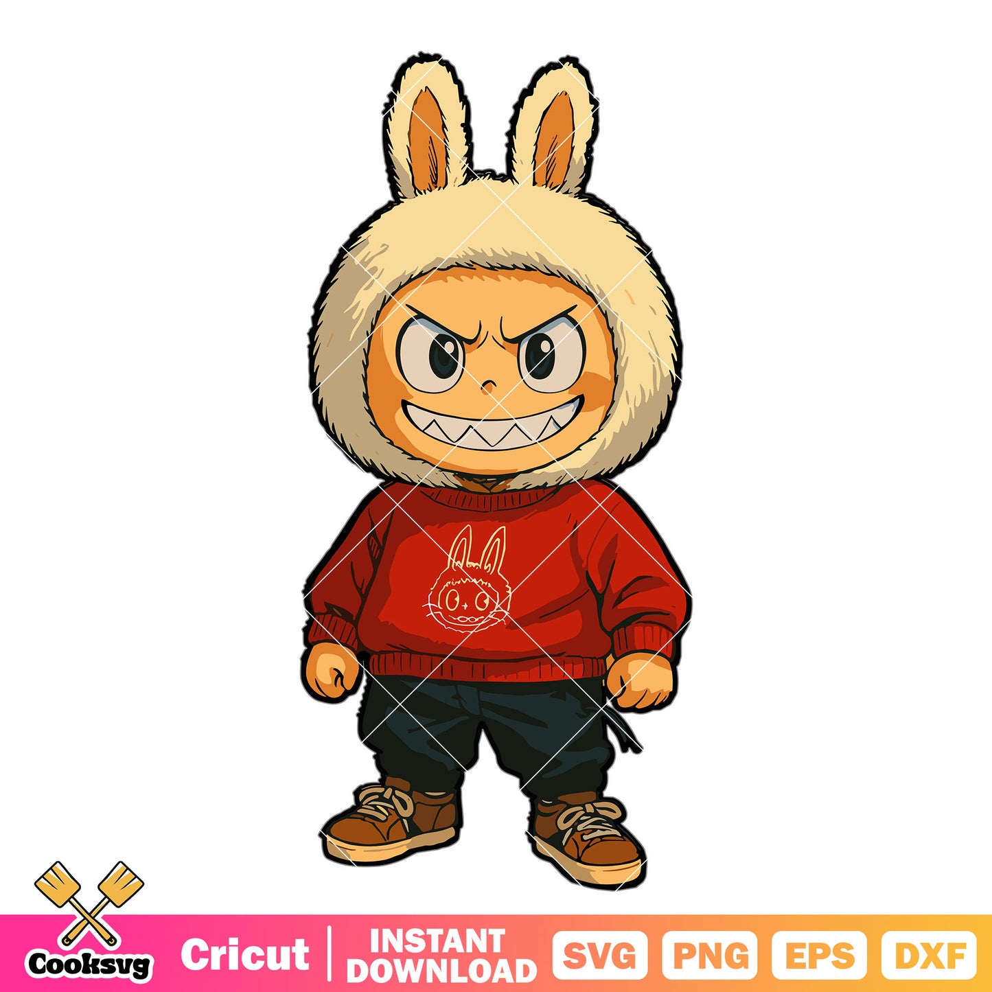 Labubu Street Hoodie Svg, white labubu svg, labubub clothing svg