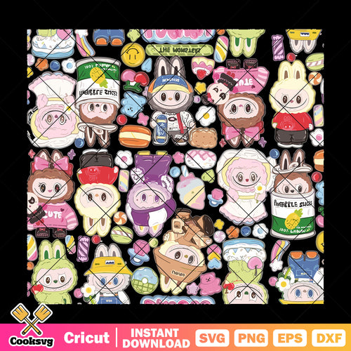 Labubu Sweet Party Svg, pop mart labubu dolls svg, labubu doll svg