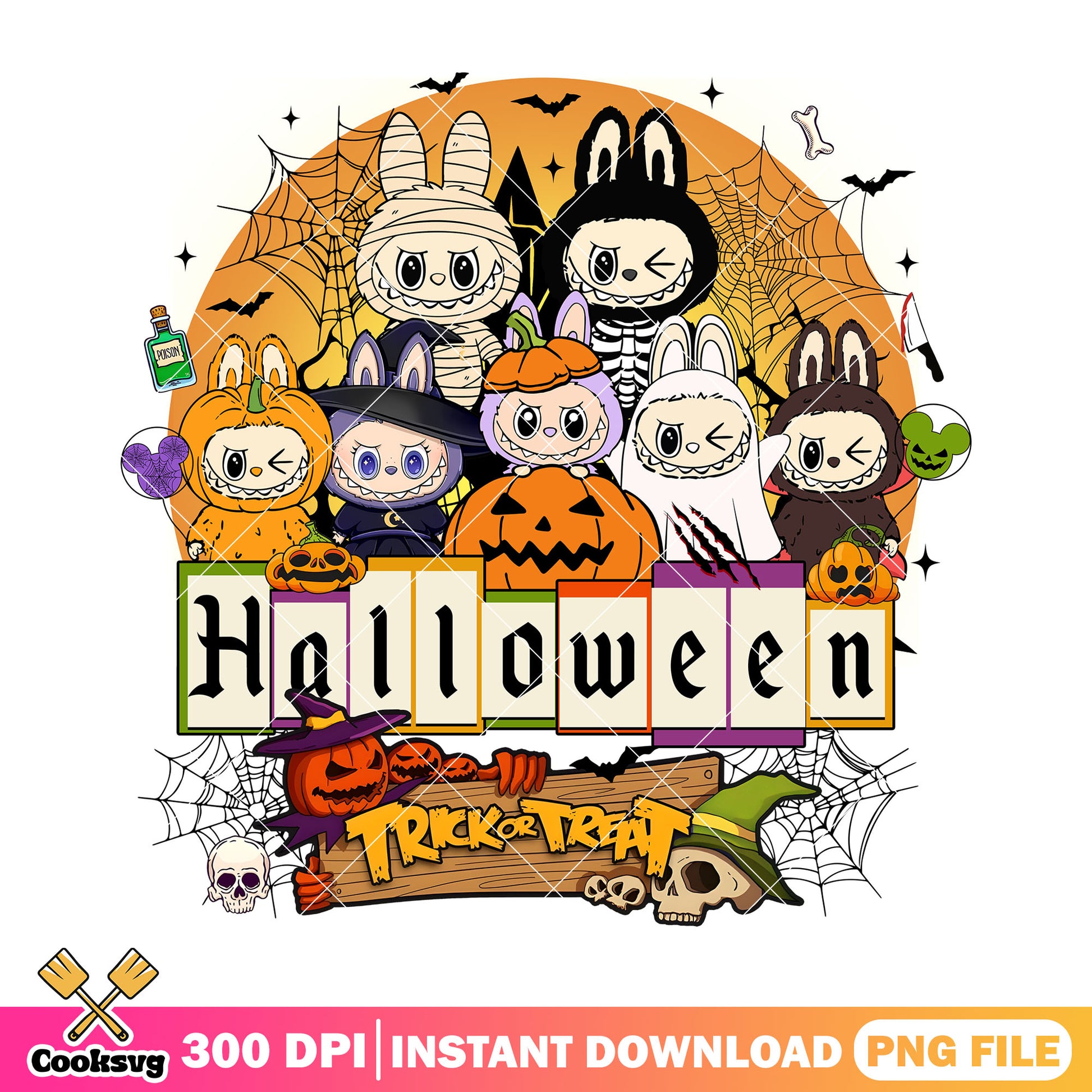 Labubu ToT png, halloween candy png, labubu clothes​ png