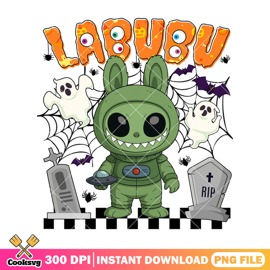 Labubu alient costume png, spooky labubu​ png, labubu halloween png