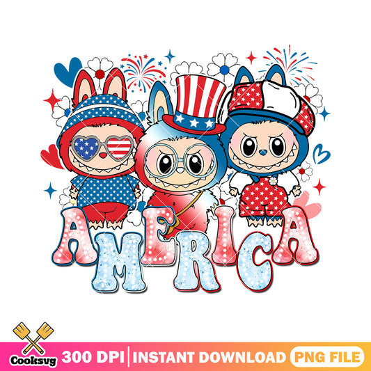Labubu america png, friends labubu​ png, cute labubu ​png