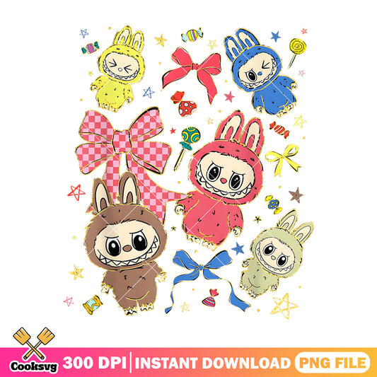 Labubu and friends bow tie png, cute bow ties​ png, labubu friends​ png