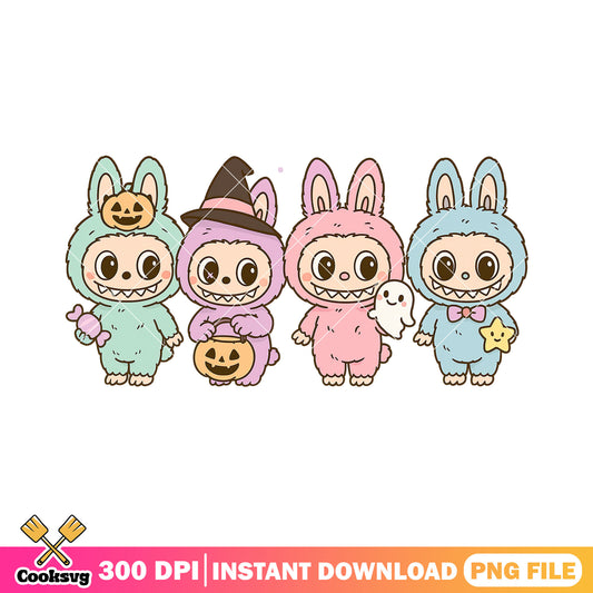 Labubu and halloween png, halloween labubu png, labubu popmart ​png