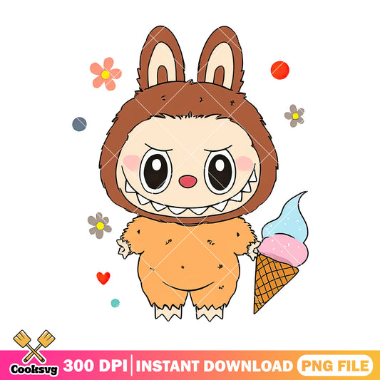 Labubu and ice scream png, cute labubu png, labubu ​png