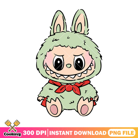 Labubu and red scarf png, green labubu​ png, labubu near me ​png