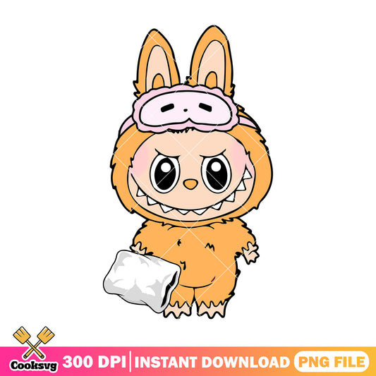 Labubu and sleepwear png, orange labubu​ png, labubu popmart ​png