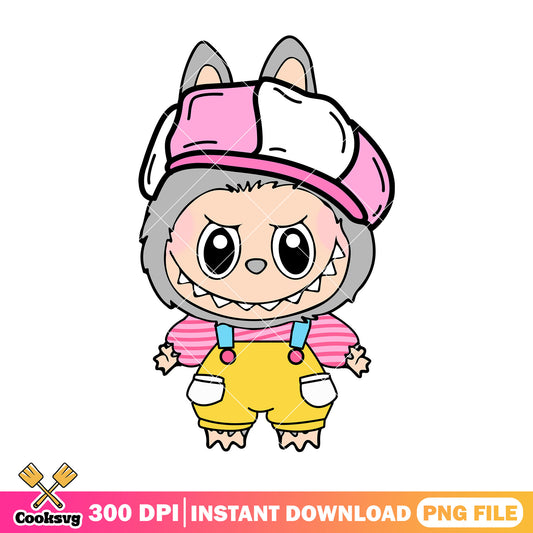 Labubu and streatwear png, grey labubu​ png, labubu ​png