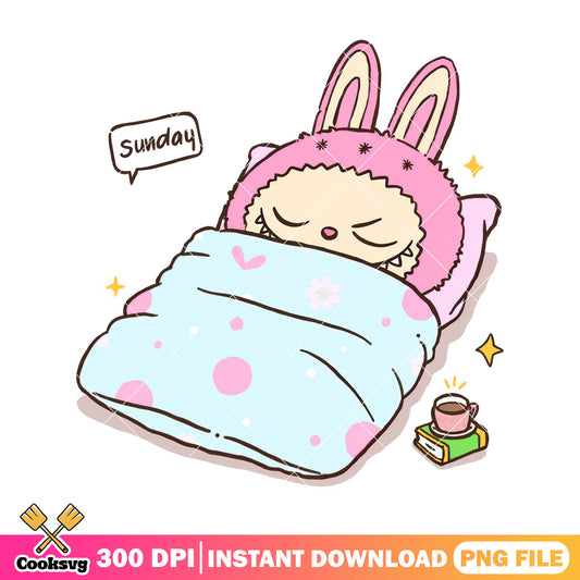 Labubu and sunday png, pink labubu png, labubu popmart ​png