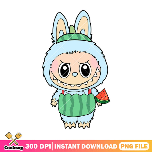Labubu and watermelon outfit png, plush labubu​ png, labubu hehe ​png