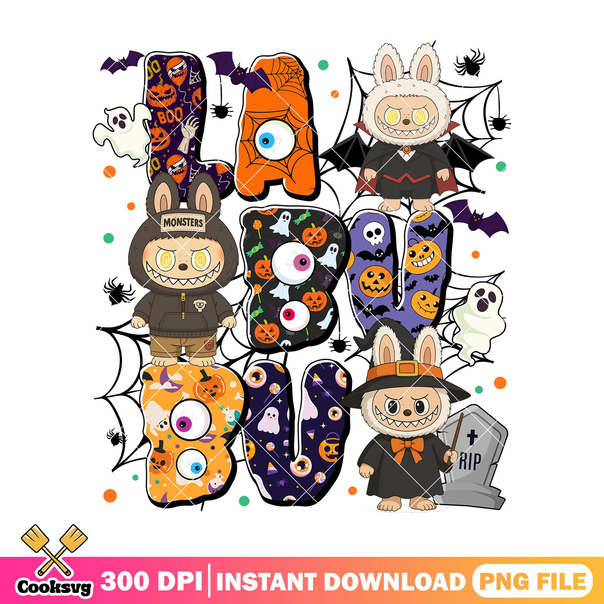 Labubu animated characters art png, halloween character png, labubu png