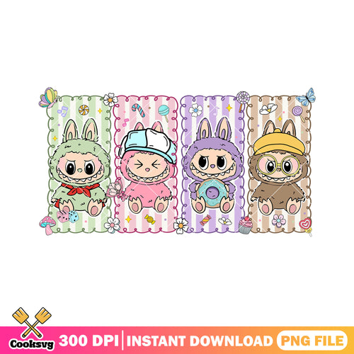 Labubu baby cute png, labubu plush png, labubu sitting png