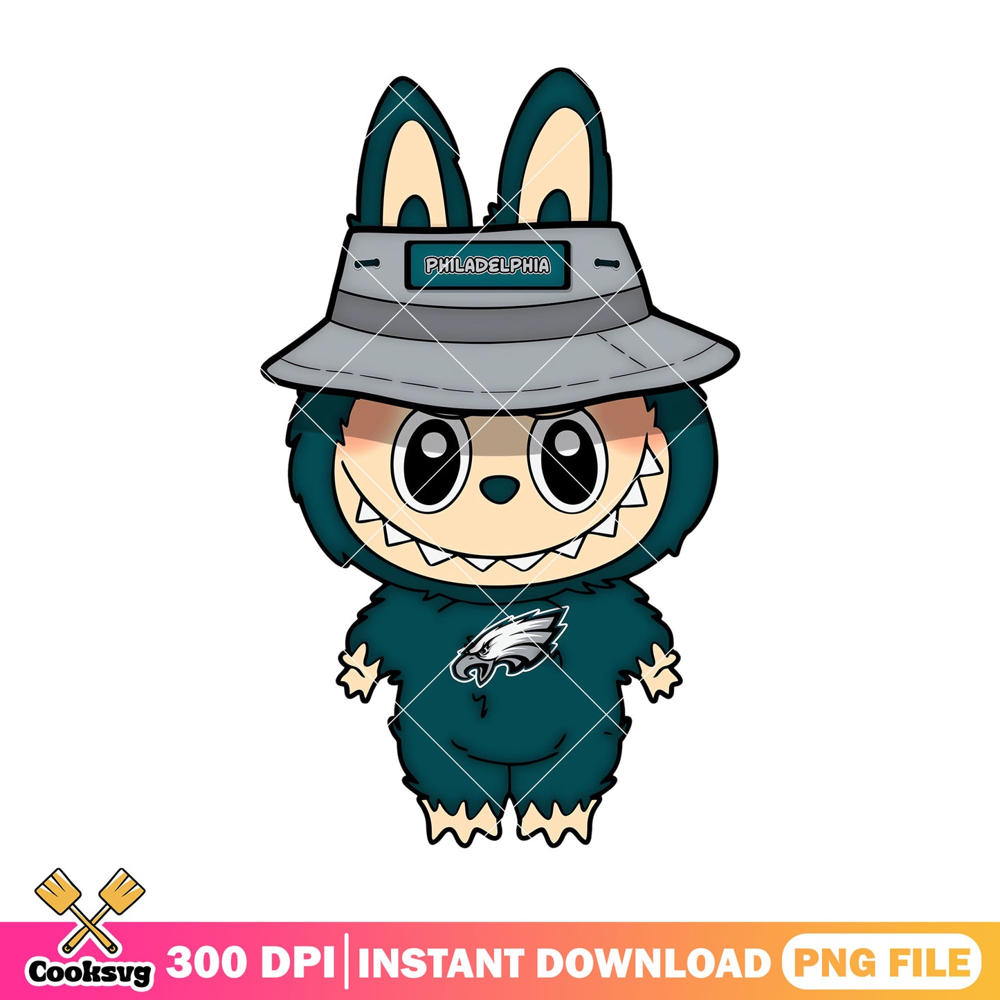 Labubu baby design png, philadelphia eagles​​ png, labubu hehe png