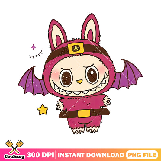 Labubu bat-themed adventurer png, labubu art png, labubu popmart ​png