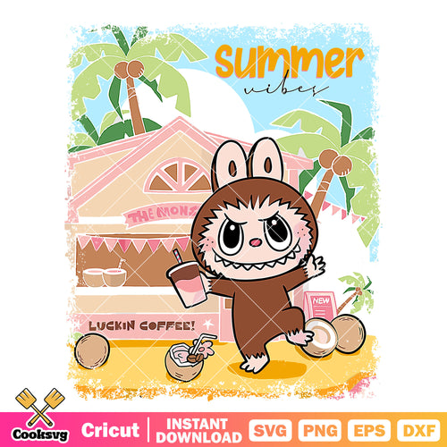 Labubu beach summer vibes svg, labubu sea salt svg, summer vibes svg