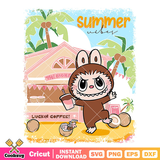 Labubu beach summer vibes svg, labubu sea salt svg, summer vibes svg