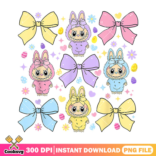 Labubu bow tie cute dolls png, labubu the monster png, love labubu png