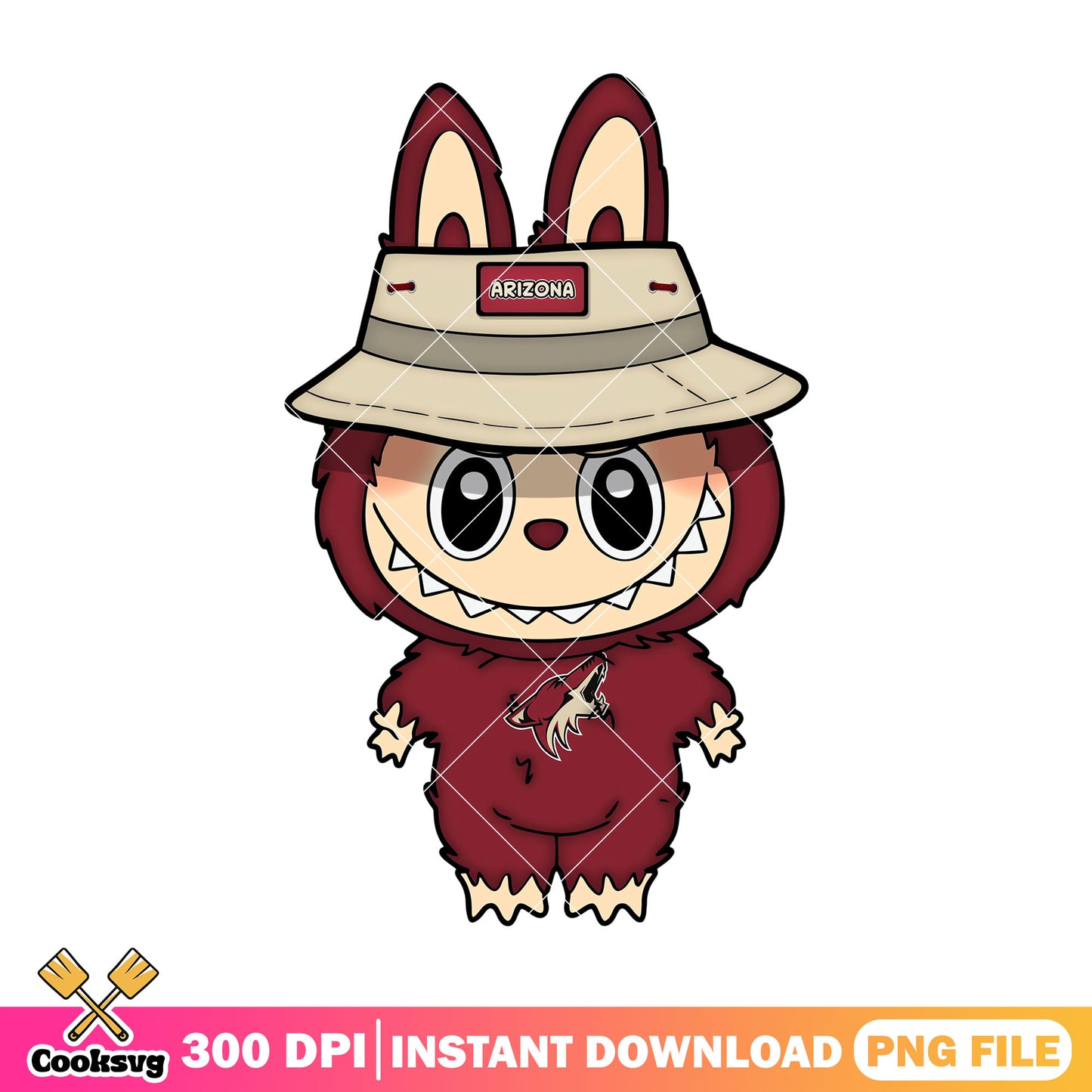 Labubu brown baby cute png, arizona coyotes png, labubu monster png
