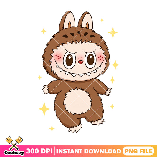 Labubu brown monster png, labubu hehe png, labubu art png