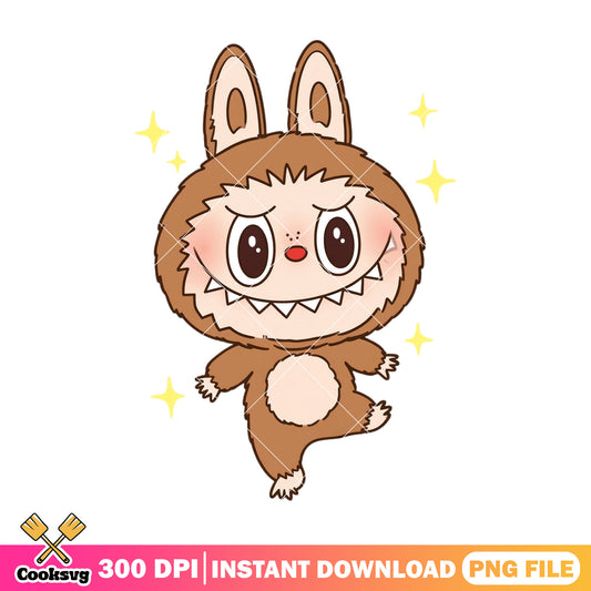 Labubu brown monster png, labubu hehe png, labubu cute png