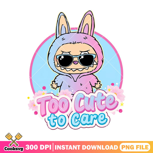 Labubu colorful too cute to care png, pink labubu png, love labubu png