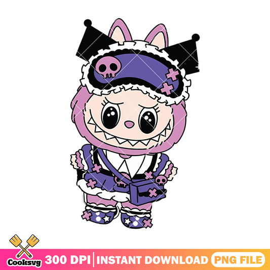 Labubu cosplay kuromi png, labubu hehe png, labubu popmart png